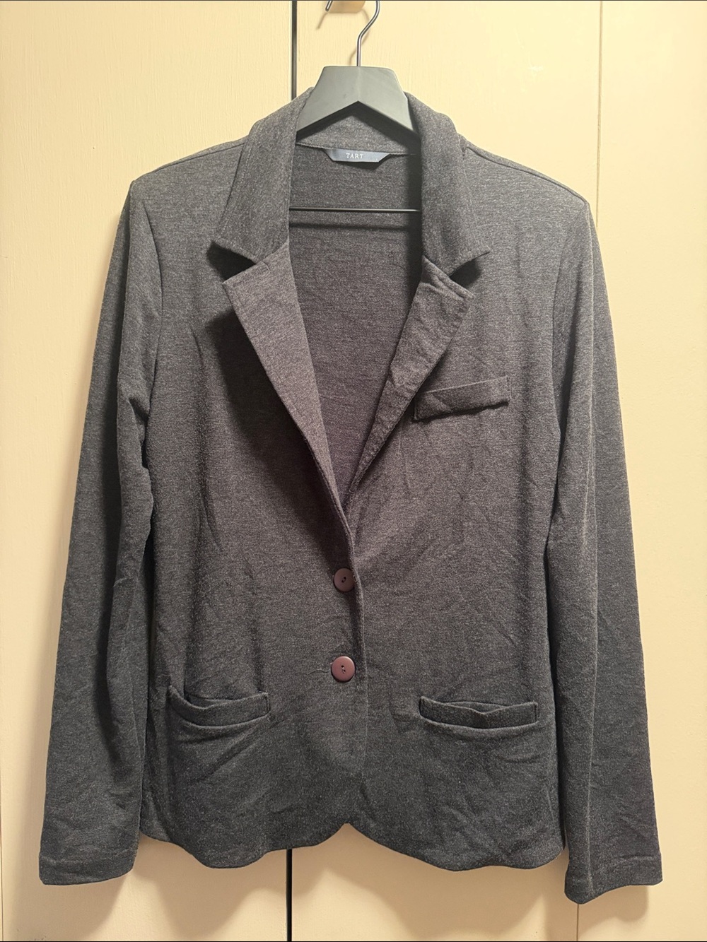Tart Dark Gray Knit Blazer with Notch Lapel